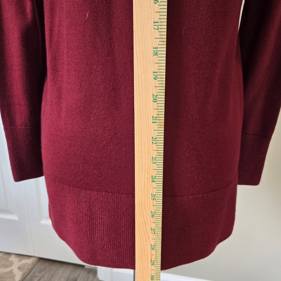 LOFT Womens Size‎ S Burgundy Cowl Neck Sweater Darkacademia Chic Cozy Cabincore - Picture 7 of 8